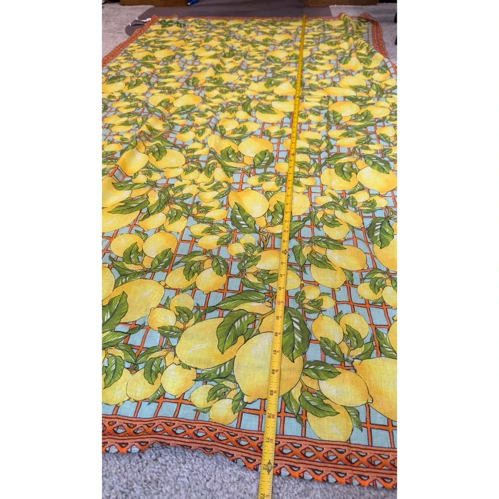Calypso St. Barth Lemon Print Cotton Sarong Wrap Blue Orange Yellow NWT
